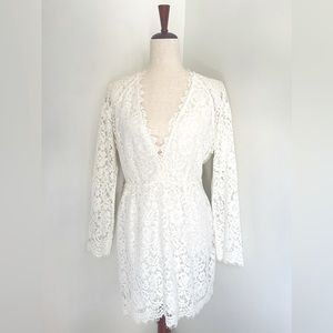 NEW IRO White Lace Long-sleeve Mini Dress